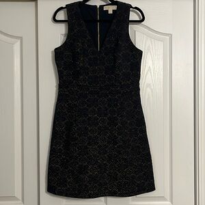 NWOT Michael Kors deep navy and gold quilt-like sleeveless dress